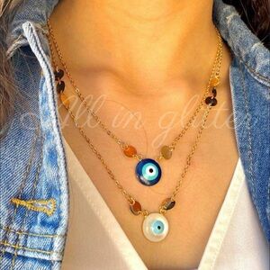 Evil Eye Gold Necklace Set
